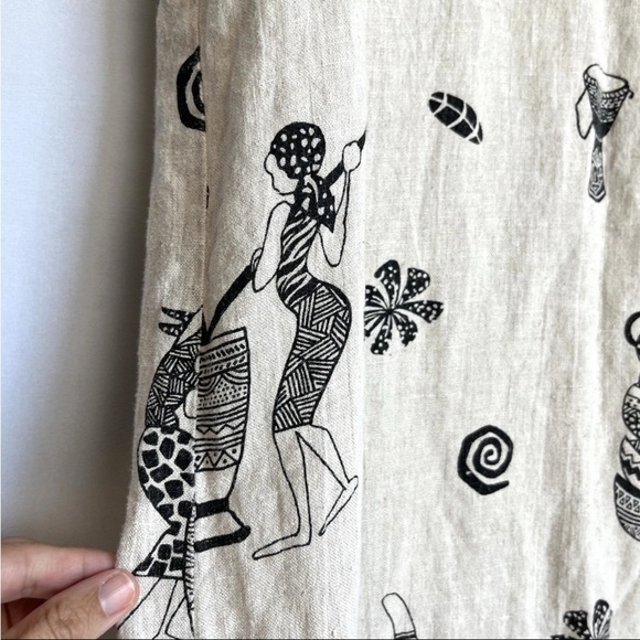Hot Cotton by Marc Ware Dress Sz XL Maxi Linen Exotic African Tribal Print EUC - Picture 6 of 9